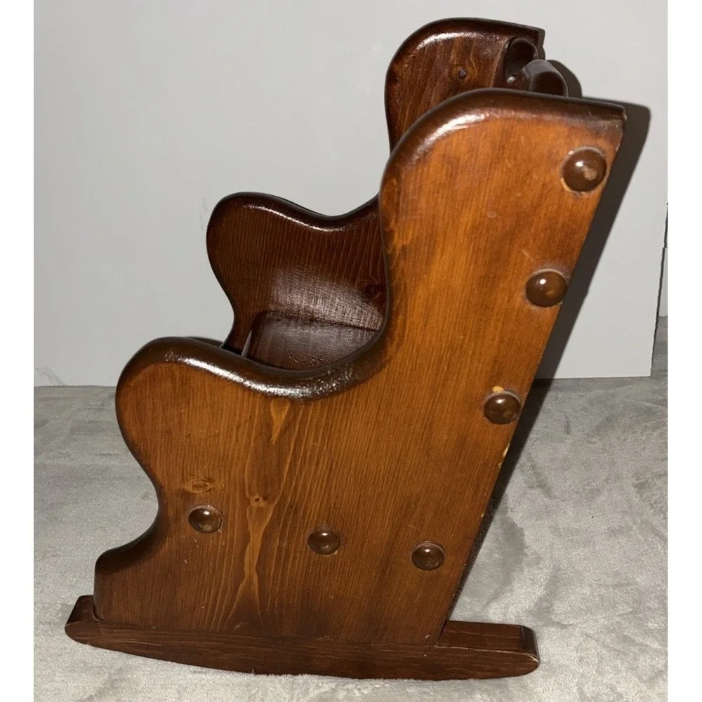 Vintage Wooden Doll Rocking Chair Carved Heart 18